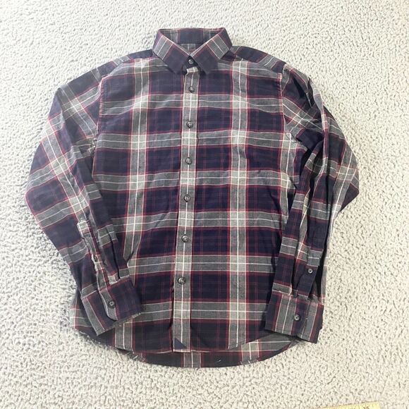 UNTUCKit Shirt Mens Medium Red Plaid Slin‎ Fit Button Down Casual Office - Picture 1 of 6